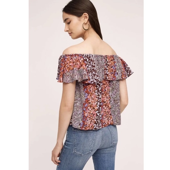 Anthropologie Maeve Vallita Floral Off Shoulder Ruffle Top. Size: XSmall. - Picture 3 of 10